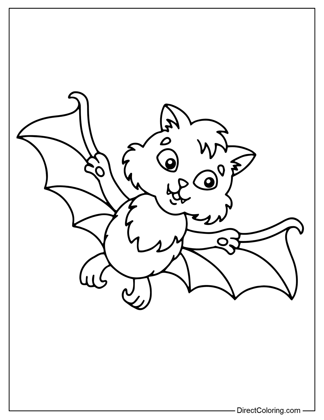 Coloring Page of Bat Cartoon